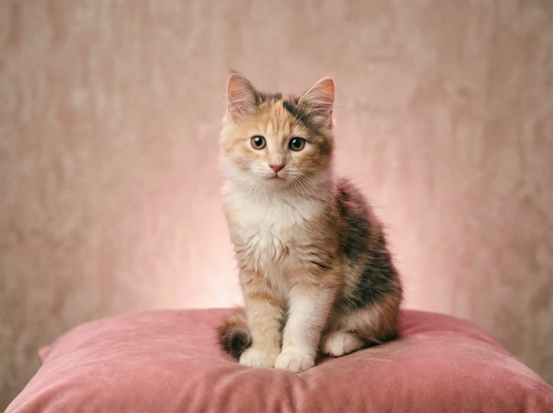 优雅的少女猫坐在粉色靠垫上 - real电影完整版百度云